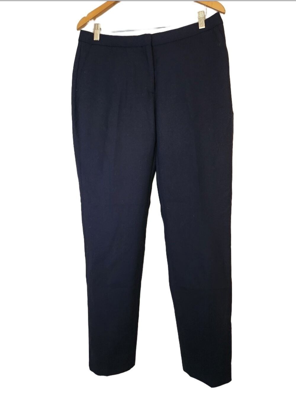 REISS Faulkner Navy Blue Slim Leg Wool Blend Trousers - US 10 / UK 14